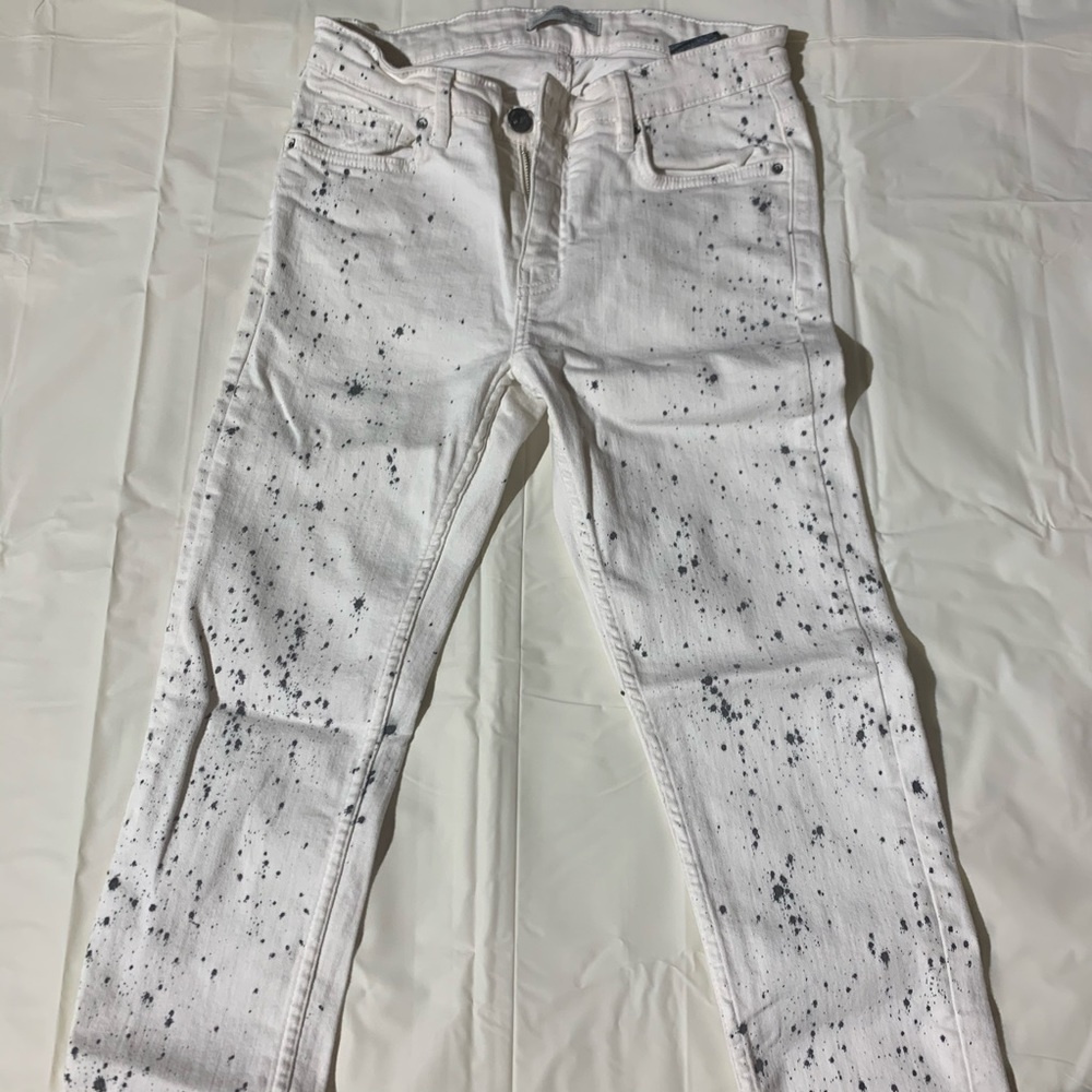 ZARA white paint splatter print skinny jeans size2